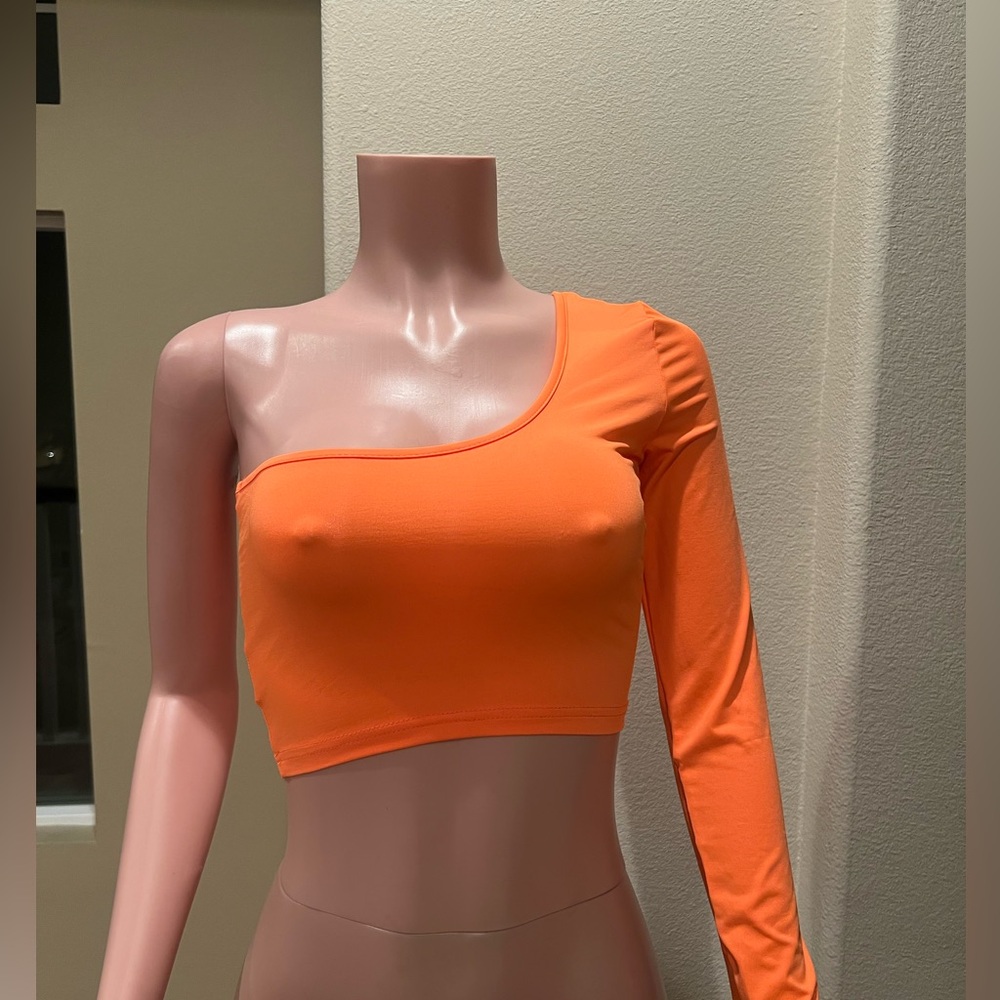 Orange One-Shoulder Crop Top